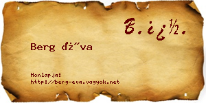 Berg Éva névjegykártya